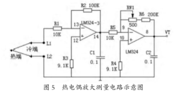 熱電偶放大測(cè)量電器示意圖